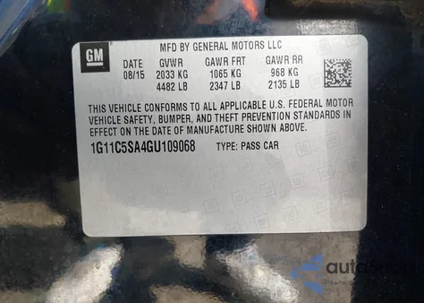 2016 Chevrolet Malibu Limited Lt z USA, uszkodzony, nr VIN 1G11C5SA4GU109068